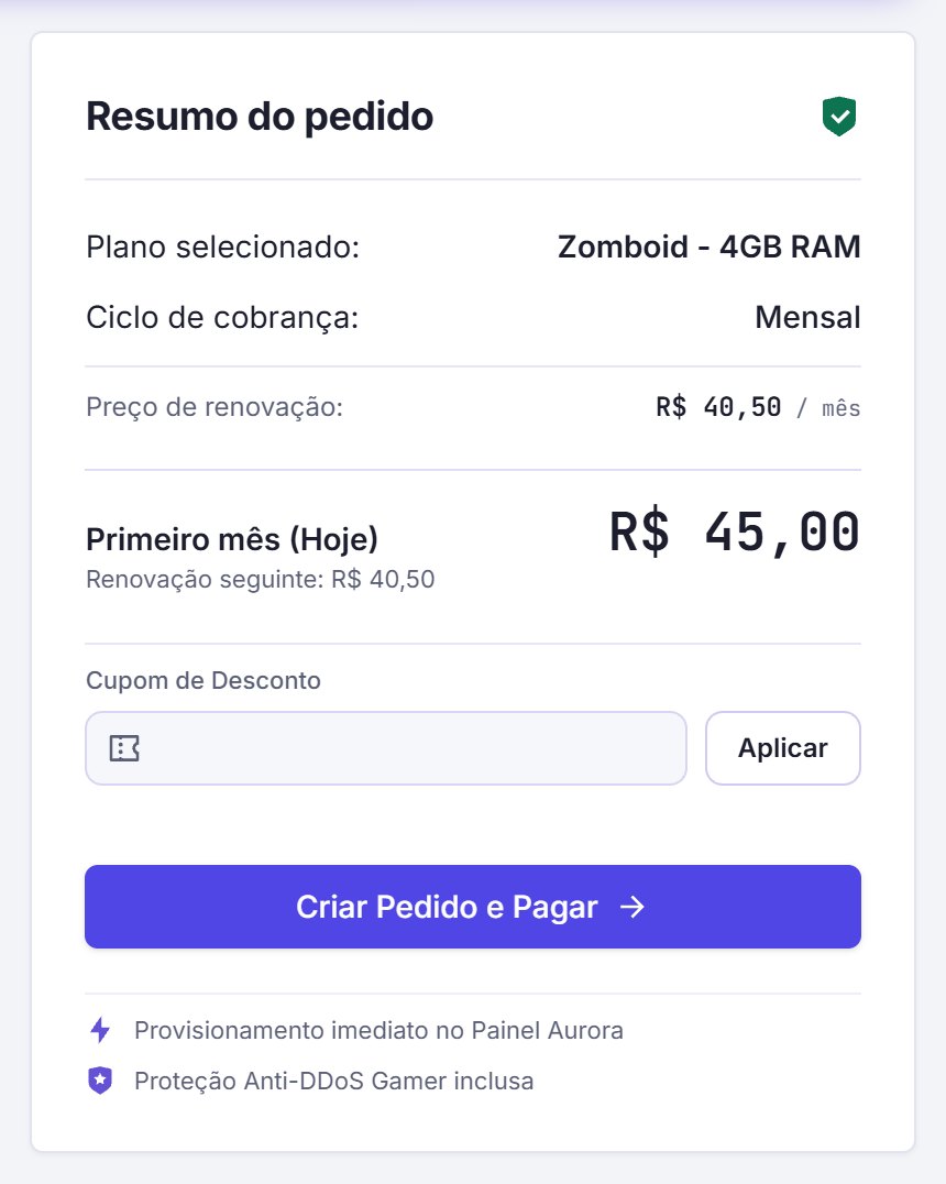Resumo do pedido com cupom de desconto e botão Criar Pedido e Pagar