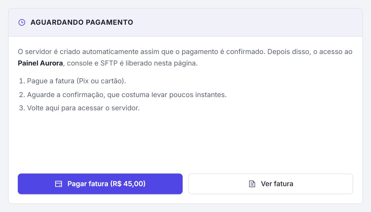 Cartão Aguardando Pagamento com os três passos e botões Pagar fatura e Ver fatura