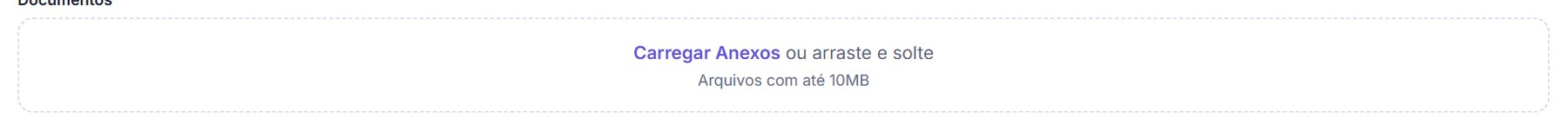 Área Documentos com o botão Carregar Anexos