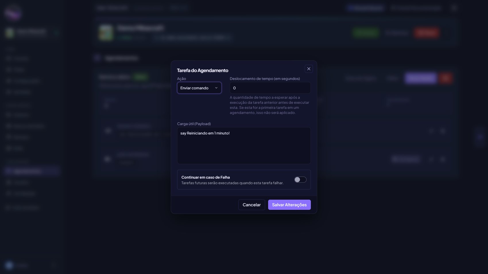 Modal para editar uma tarefa existente